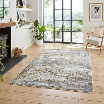 Artemis B9289A Modern Abstract Marbled Metallic Shimmer Textured High-Density Soft-Touch Grey/Gold/Cream Rug-Think Rugs-Rug Love - The Most Loved Rug Store